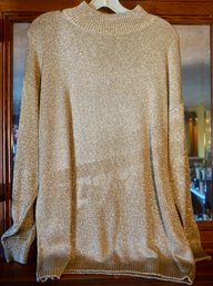 #56 Vintage Mock Neck Gold Shimmer Sweater  Size S