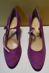 #63 Hana Mackler Fuschia Suede Shoes Made In Italy 7 1/2N