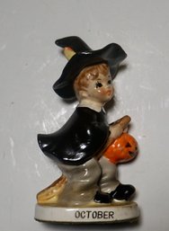 Porcelain October Girl Witch W/Pumpking 5'T