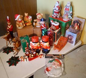 Lot Of Christmas, Decorations, Candles, Figurines, Etc