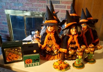 Lot Of Halloween Witches (handmade) & Misc Halloween
