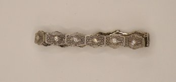 2- Vintage 1940's- 1950s Esemco 14k Hinged Filigree  Diamond Bracelet