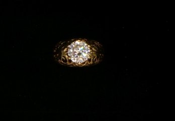 #10 - 14k Gold / CZ ? Size 4.5 Gold Ring - 5.4 G