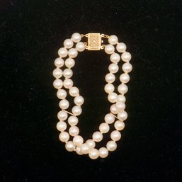 #20- 7' Double Strand Pearls W 14k Clasp