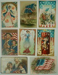 #81- Lot Of 8 Patriotic/ Uncle Sam Holiday Postcards