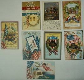 #84- Lot Of 8 Patriotic/ Uncle Sam / GAR, Memorial Day, Holiday Postcards