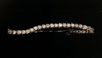 #4- 7'- 14k Gold / Diamond Tennis Bracelet- 13.9 G- 36 Diamonds