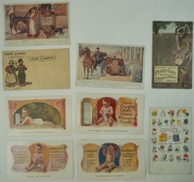 #125 Lot Of 9 Colored Advertising PC's Including Cough Syrup