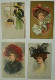 #129 Lot Of 4 Colored Pretty Ladies, EH Keifer PC's