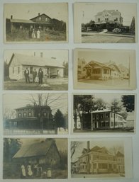 #141 - Lot Of 8 RPPC Log Cabins /  Houses With People In Front Of Them