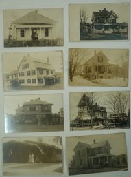 #142 - Lot Of 8 RPPC Log Cabins /  Houses With People In Front Of Them