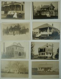 #146 - Lot Of 8 RPPC Majestic Houses With People In Front Of Them
