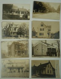 #147 - Lot Of 8 RPPC Majestic Houses With People In Front Of Them