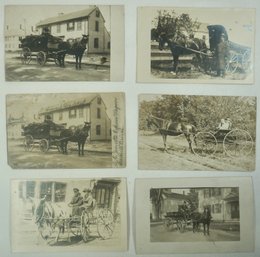 #186 - Lot Of 6 RPPC  Rowley  MA- Horses, Carriages
