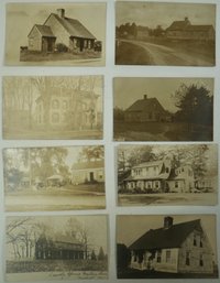 #198 - Lot Of 8 RPPC  Houses , People In Front Of Homes