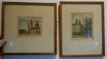 #213 Lot Of 2 Engravings Signed