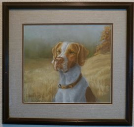 #238 Signed Pastel Dog 20.5 X 19