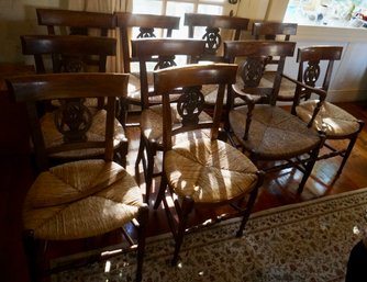 #278 Set Of 10 French Chairs W/rush Seats