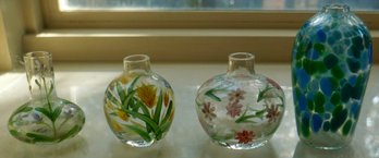 #283 Lot Of 4 Hand Blown Bud Vases