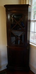 #139 Mahogany Corner Glass Cabinet