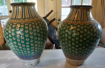 #140 Lot Of 2 Vases Signed- Moroccan?