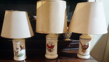 #159 Lot Of 3 Bird Lamps (19, & 24'T)