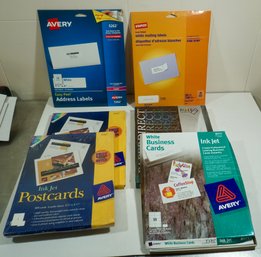 Lot Of 6 Boxes Labels, Business Cards, Etc Mostly Unopened