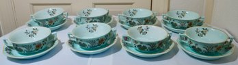 #286 Set Of 8 Adams Ironstone Soup Bowls & Underplates