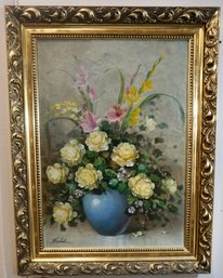 Beautiful Gold Framed Floral , O/C, 26.25' X 34'
