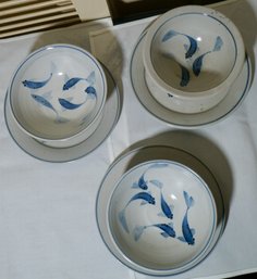 #313 Set Of 6 Asian  Bowls & Plates 8.5'