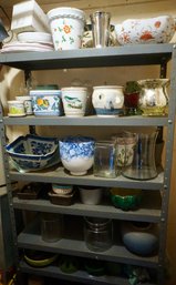 #315 6 Shelves On Metal Rack ,planters (in Closet)