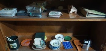 #322-  2 Shelves Of Lighters, Ashtrays, Coasters