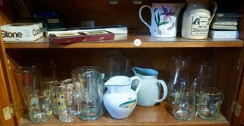 #331 2 Shelf Lots Of Misc Glasses & Pitchers