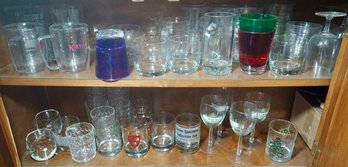 #346 2 Shelf Lots Of Glasses