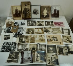 Lot Of Vintage Cabinet Cards And Photos- Kitty Cat- Furniture Automobile