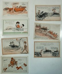 #52 Lot Of 7 Ford Model T's  (Cartoons) RPPC, Colored Postcards & Photos