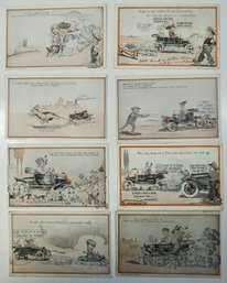 #54 Lot Of 8 Ford Model T's (Cartoon's) RPPC, Colored Postcards & Photos