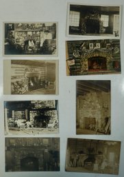 #64 Lot Of 8 House Interior's Hearth's & Fireplaces RPPC, Colored Postcards & Photos