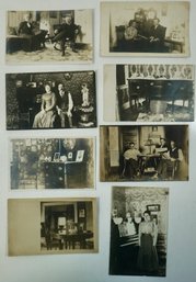 #66 Lot Of 8 House Interior's RPPC, Colored Postcards & Photos