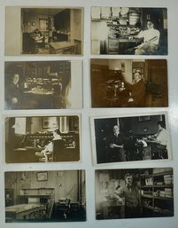 #73 Lot Of 8 Office Interior's RPPC, Colored Postcards & Photos