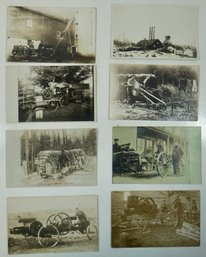 #82 Lot Of 8 Exterior Logging RPPC, Colored Postcards & Photos