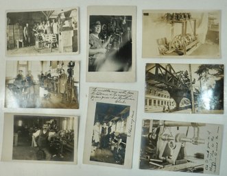 #86 Lot Of 8 Factories, Printing Press RPPC, Colored Postcards & Photos
