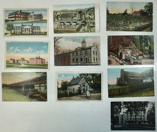 #90 Lot Of 10 Landmark's (high School, Bridge, College, Road House )RPPC, Colored Postcards & Photos