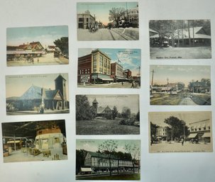 #97 Lot Of 10 Mass Towns RPPC, Colored Postcards & Photos