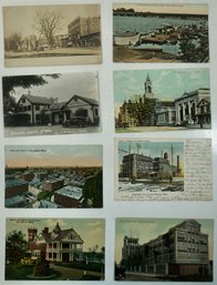 #103 Lot Of 8 Mass Town Landmarks  RPPC, Colored Postcards & Photos