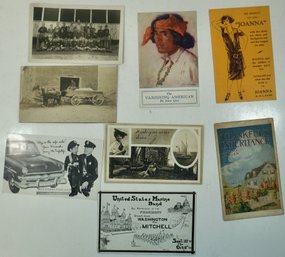 #106 Lot Of 8 Misc (Zane Grey, Baseball Team)  RPPC, Colored Postcards & Photos