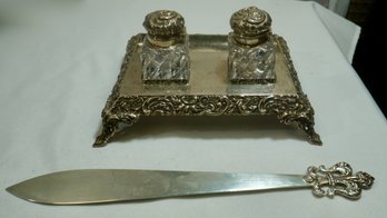 403- George Shiebler & Co Sterling Inkwell / Letter Opener - 13.13 Troy Oz- Just Tray And Letter Opener