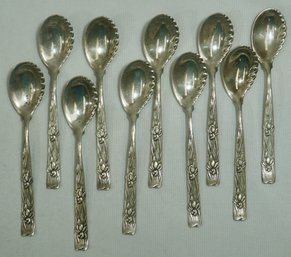 408- Set Of 10 Vine Sterling Tiffany Sorbet Spoons - 6.37 Troy Oz