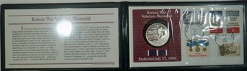 #2 1995 Fleetwood Korean War Veteran's Memorial Silver Dollar & First Day Cover