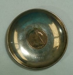 416- 1901 Large Penny Sterling Dish- 1.81 Troy Oz